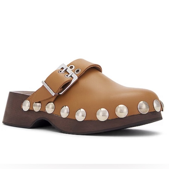 GANNI Retro Leather Clogs with Silver Studs size 36 US 6.5 to 7 - Picture 3 of 11